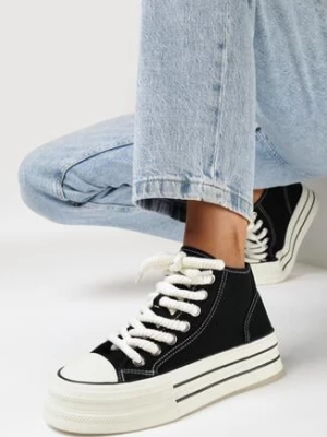 Czarne Trampki na Platformie za Kostkę Ileni