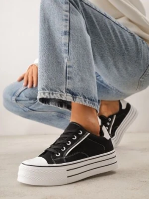 Czarne Trampki o Klasycznym Fasonie na Platformie Opheme ballada