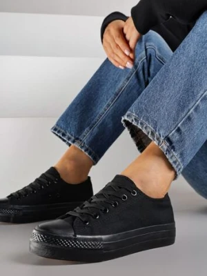 Czarne Trampki Vices na Platformie z Niską Cholewką Tiloria
