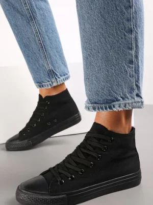 Czarne Trampki za Kostkę Sznurowane Fenor