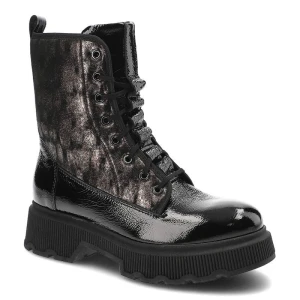 Czarne Trapery Clasicco Skórzane Buty Damskie