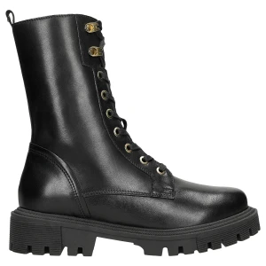 Czarne trzewiki damskie ocieplane dzianina futerkowa 64117-51 Wojas