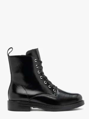 Czarne trzewiki ze skóry licowej Ryłko