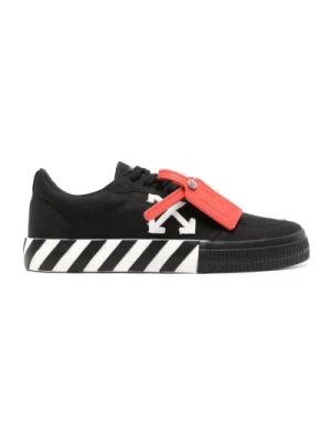 Czarne Vulcanized Niskie Sneakers z Czerwoną Metką Off White