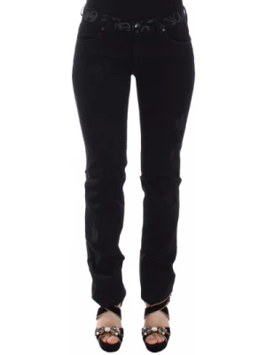 Czarne Wąskie Jeansowe Spodnie Skinny Stretch Ermanno Scervino
