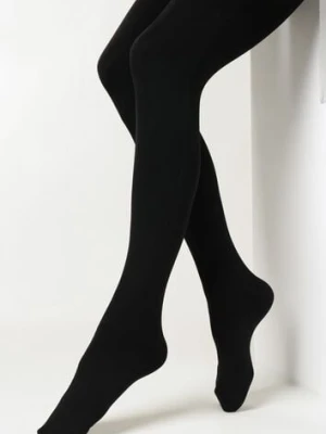Czarne Wełniane Rajstopy Zimowe Mocno Kryjące Jasjeet
