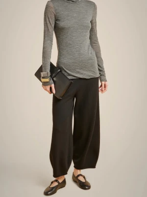 CZARNE WEŁNIANE SPODNIE NA GUMCE LIVIANA CONTI