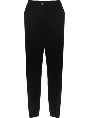 Czarne Wełniane Spodnie z Rozcięciami i Guzikiem Galalite Dolce & Gabbana