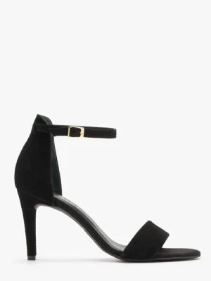 Czarne welurowe sandały na szpilce Ryłko