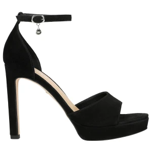Czarne sandały damskie na smuklej wysokiej szpilce 76152-61 Wojas