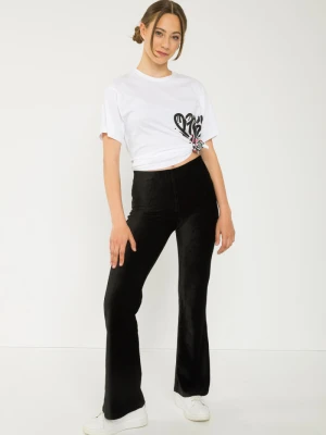 Czarne welurowe spodnie typu dzwony Reporter