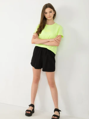 Czarne wiązane krótkie spodenki Reporter