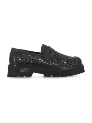 Czarne Woven Loafers z Metallic Logo Cult