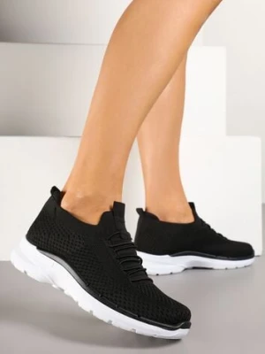 Czarne Wsuwane Buty Sportowe Sneakersy z Imitacją Sznurówek Tatanoris