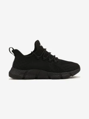 Czarne Wsuwane Buty Sportowe Sneakersy z Siateczki na Tłoczonej Podeszwie Salafina