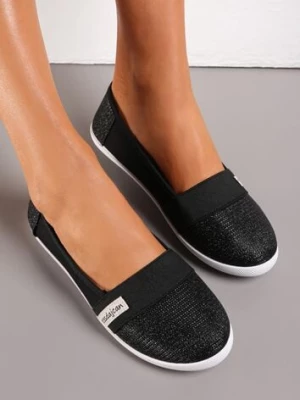 Czarne Wsuwane Tenisówki przed Kostkę z Błyszczącą Nitką Safeni