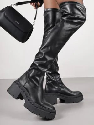 Czarne Wysokie Kozaki Vices z Dopasowaną Cholewką w Stylu Grunge Dillie