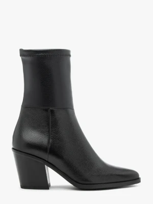 Czarne wyższe botki na słupku Ryłko