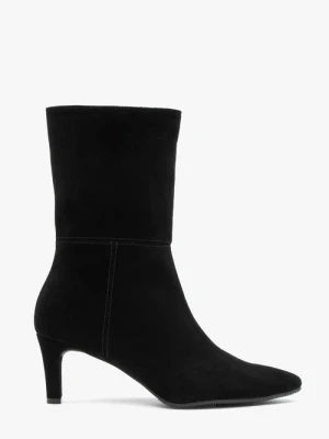 Czarne wyższe botki ze skóry welurowej Ryłko