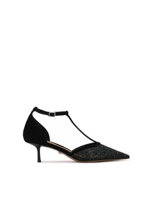 Czarne zamszowe czółenka z dżetami Kazar