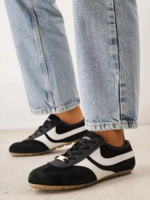 Czarne Zamszowe Sneakersy w Stylu Kultowych Tenisówek Sorisana goodin