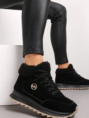 Czarne Zimowe Sneakersy ze Sztucznym Futerkiem Turelia