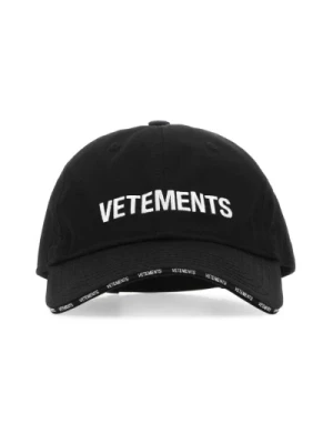 Czarno -bawełniana czapka bawełniana Vetements