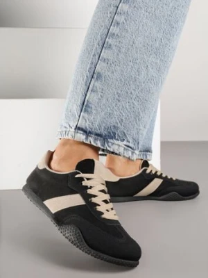 Czarno-Beżowe Sneakersy Ozdobione Tłoczeniem Halennesa ideal