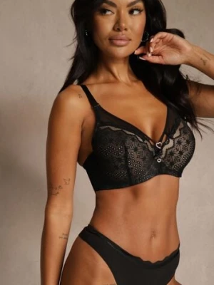 Czarno-Beżowy Biustonosz z Koronki z Sercem z Cyrkonii Adrievianna love magnolia