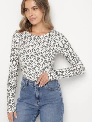 Czarno-Biała Bawełniana Bluzka z Literowym Nadrukiem Jasotila glo-story