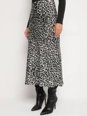 Czarno-Biała Spódnica w Panterkę z Wysokim Stanem i Gumką w Pasie Dimimas rosa