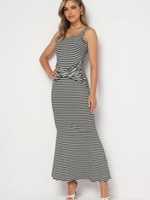 Czarno-Biała Sukienka o Taliowanym Kroju z Wiskozą Zidia lovery