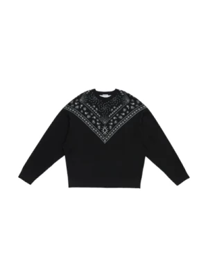 Czarno-Biała Sweter z Wzorem Bandana Marcelo Burlon