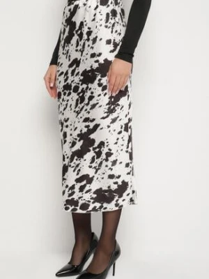 Czarno-Biała Trapezowa Satynowa Spódnica w Łaty Ralenira pretty