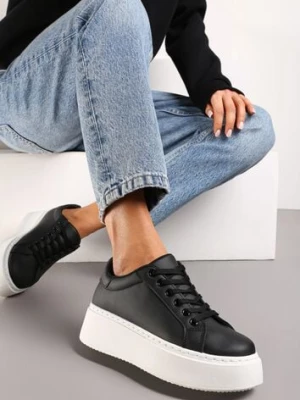 Czarno-Białe Sneakersy na Modnej Platformie Broida