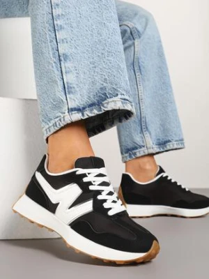 Czarno-Białe Sneakersy Ozdobione Geometryczną Aplikacją Jenilitia