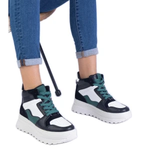 Zdjęcie produktu Czarno-białe sneakersy sportowe damskie na platformie czarne Inna marka
