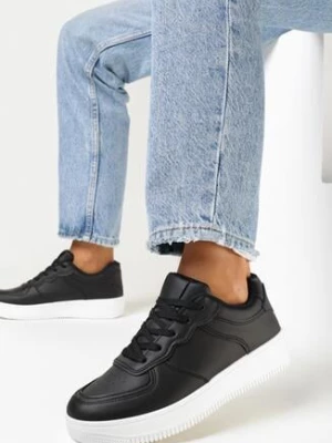 Czarno-Białe Sneakersy Sznurowane Finos