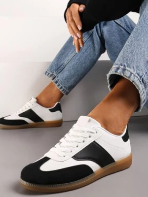 Czarno-Białe Sneakersy Tenisówki z Klasycznym Sznurowaniem Norio