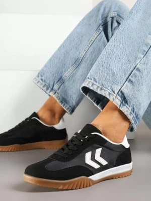 Czarno-Białe Sneakersy Typu Kultowe Tenisówki Zdobione Przeszyciami Mepenna 888