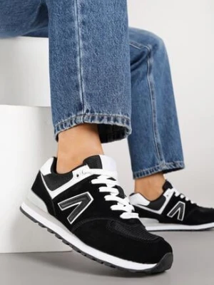 Czarno-Białe Sneakersy z Geometrycznym Wzorem Rilanea