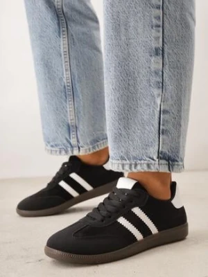 Zdjęcie produktu Czarno-Białe Sneakersy z Imitacji Zamszu na Płaskiej Podeszwie Memeriana
