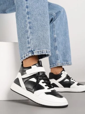Czarno-Białe Sneakersy z Wysoką Cholewką Ylattia swin shoes