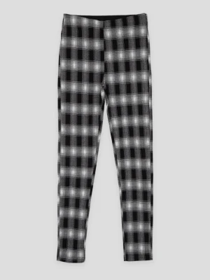 Czarno-białe spodnie legginsy w kratę Reporter