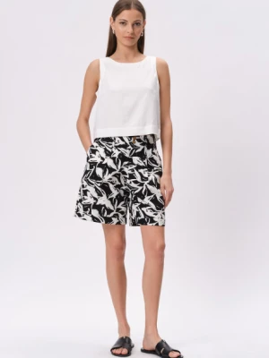 Czarno-białe szorty wiskozowo-lniane Greenpoint