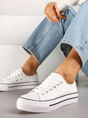 Czarno-Białe Trampki Basic z Cholewką przed Kostkę na Niskiej Platformie Senadra msmg