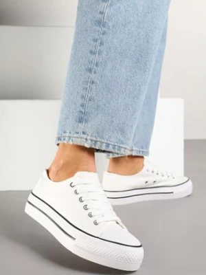 Czarno-Białe Trampki Klasyczne przed Kostkę na Grubej Podeszwie Senathiela msmg