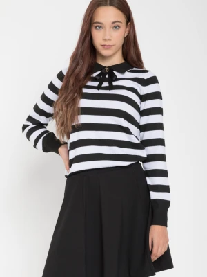 Czarno-biały sweter w paski Reporter