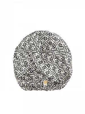 Czarno-biały turban ozdobiony monogramami KAZAR