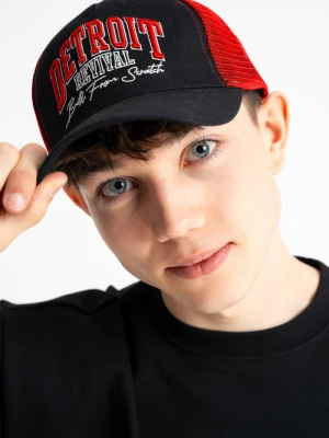 Czarno-czerwona czapka z daszkiem z haftem z przodu Reporter